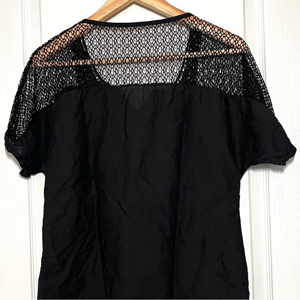 Chic Black Lace Crochet Eyelet Blouse Embroidered Festival Boho Peasant Goth - Picture 5 of 10
